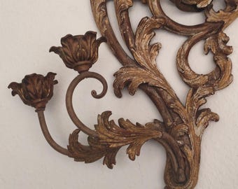 ANTIK Florentiner Wandleuchter Leuchter Kandelaber Holz kunstvoll geschnitzt Patina Kunsthandwerk Boudoir bohemian french shabby JDL Brocant