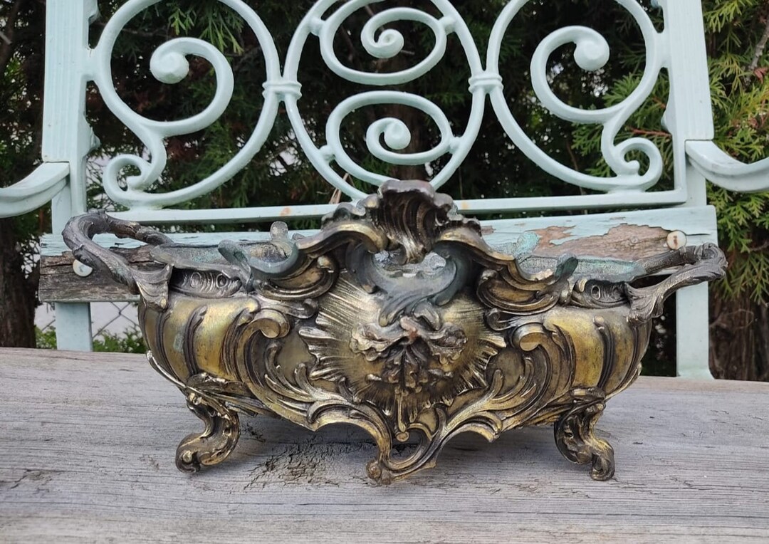 Small Vintage Floral Jardiener With Insert Metal Jardieniere - Etsy