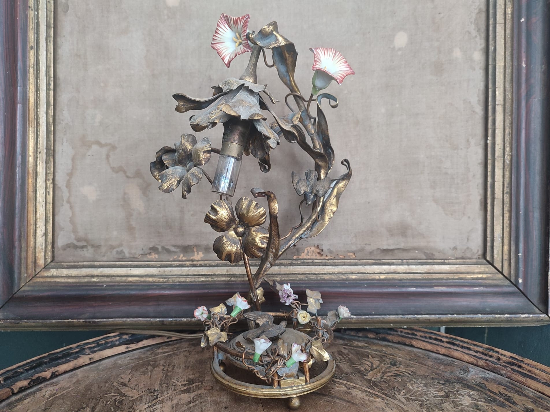 France Antique Small Table Lamp Romantic Art Nouveau France Antique Small Table Lamp Romantic Art Nouveau