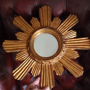 Antique look vintage mirror Florentine Golden Sunburst sun mirror Brocante Boudoir bohemian wall mirror shabby Hollywood Regency Mirror
