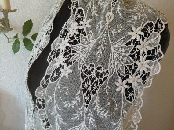 France antique tulle scarf Boudoir shabby chic ma… - image 3