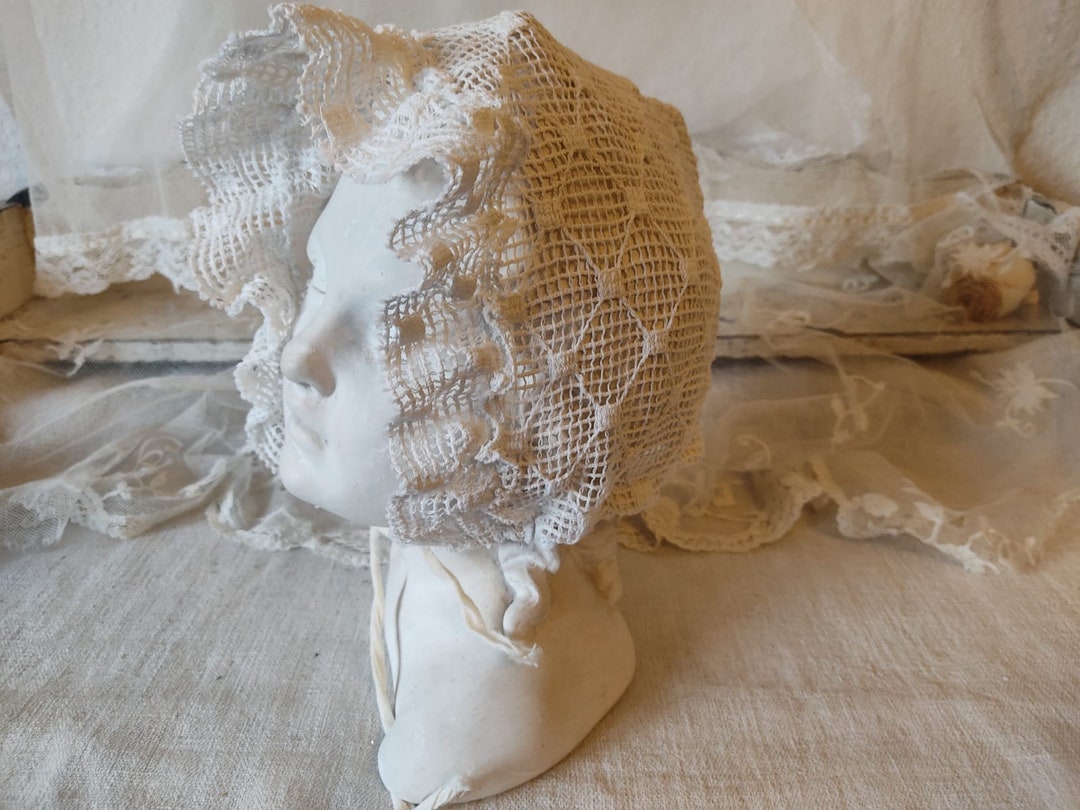 White Vintage Sleep Cap Boudoir French Shabby Chic Etsy