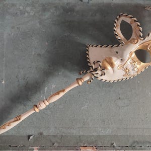 Venetian mask, artist mask, stick, hand mask with handle, Commedia dell&#39;arte costume, carnival in Venice, masquerade, costume ball, masked ball