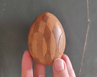 Old vintage wooden egg stuffing Easter egg inlays various woods handicrafts old school beautiful feel and wooden patina