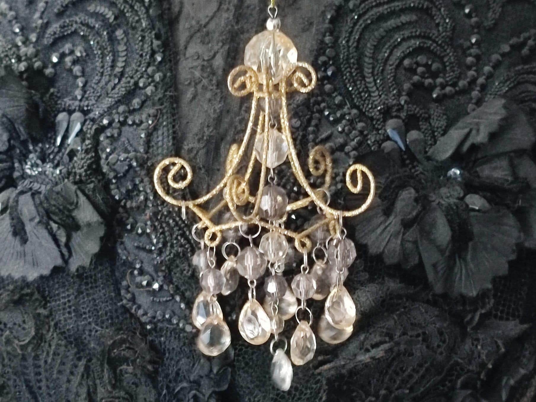 Miniature Dollhouse Chandelier Glitter Crystals Kitsch Lamp Dollhouse chandelier lamp dollhouse bohemian boudoir frenchShabby