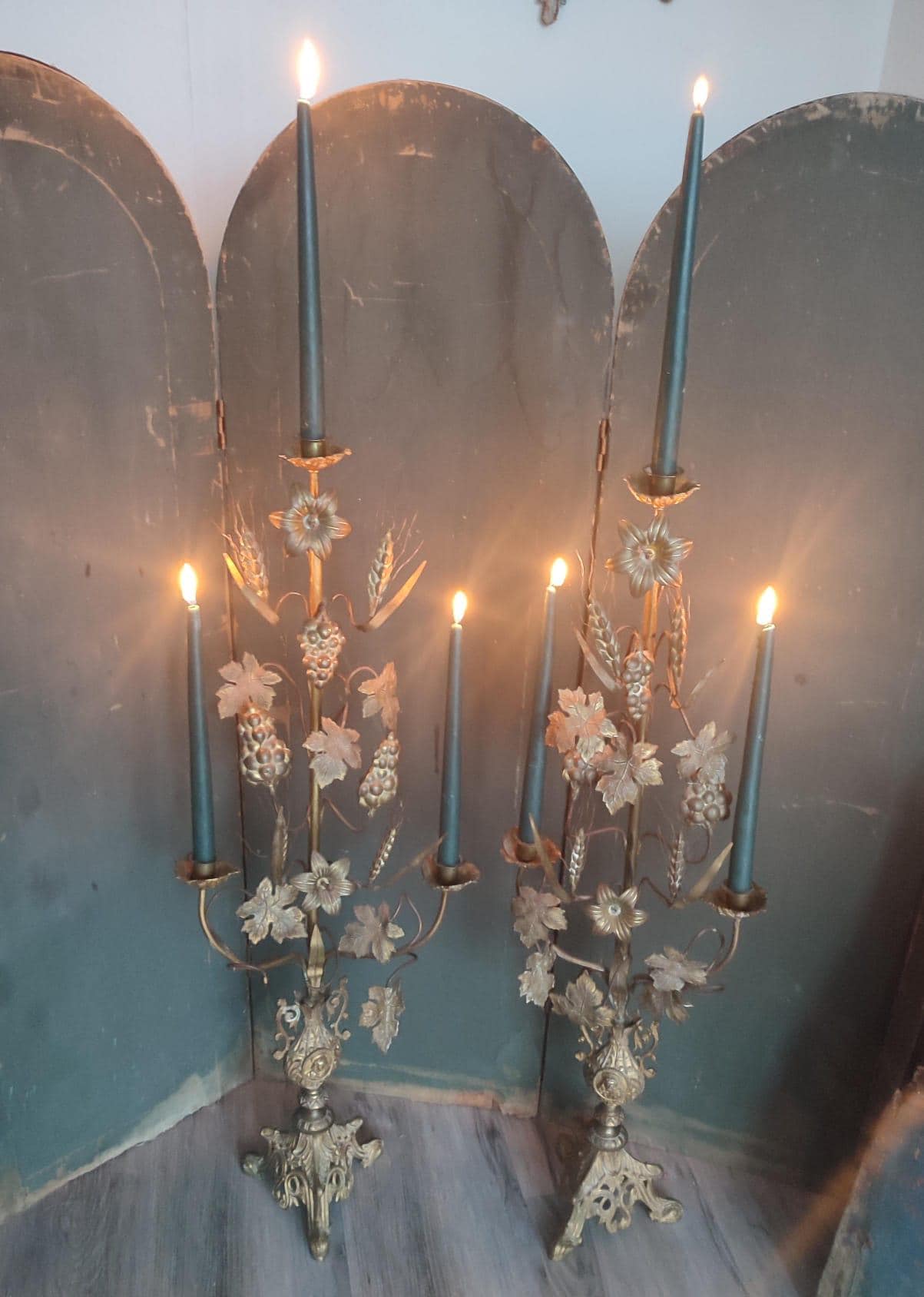 Relaxdays Chandelier, Design Vintage, Bougies Pilier Jusqu’à 4 Cm Candelabre Shabby Chic Interieur Exterieur Dore 85650864 - 2