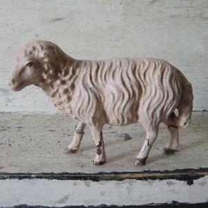 Vintage schaap massa figuur schaap kerststal schaap pastel shabby antiek JDL decoratie