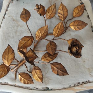 ANTIQUE Florentine candle holder wall holder floral with rose petals candlestick brocante french shabby chic gold-colored ornament decoration