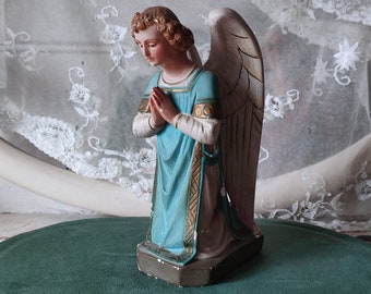 ANTIQUE ange annonciation ange vieux saint figure ange plâtre figure ange gardien autel ange boudoir bohème vintage french shabby dans le style JDL