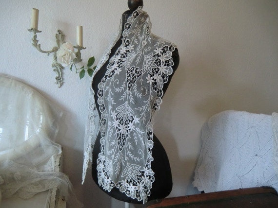 France antique tulle scarf Boudoir shabby chic ma… - image 4
