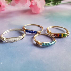Wire Wrapped Seed Bead Ring| Dainty Ring| Stackable Rings