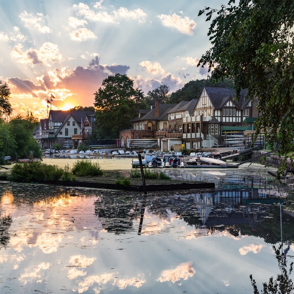 Sunset on Boathouse Row Philadelphia Philadelphia Art Boathouse Row photo Philadelphia Sunset Philadelphia Pennsylvania Photo