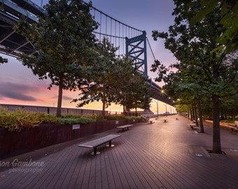 Philadelphia Sunrise Print | Race Street Pier, Ben Franklin Bridge