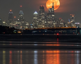 Philadelphia Skyline Print: Summer Moon Art, Philly Photo