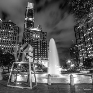 JFK Plaza, Love Sculpture, Philadelphia print, Philadelphia art, Philadelphia Skyline, Philadelphia poster, Philly print, Philly Art