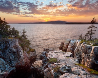 Sunset over Mount Desert Island | Acadia Print, Acadia Art, Acadia Photo, Acadia Photograph, Acadia gift, Acadia canvas, Maine wall art