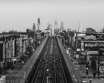 Philadelphia Skyline Print: Black and White Cityscape Photography
