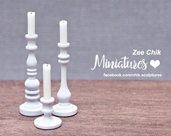 Miniatuur kaarsenhouderset (voor dinerkaarsen) schaal 1:12 poppenhuisdecoratieaccessoires