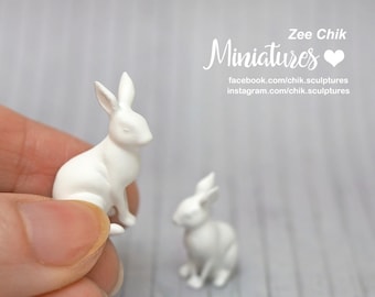 Miniature Elegant bunny rabbits scale 1:12 doll house decorations