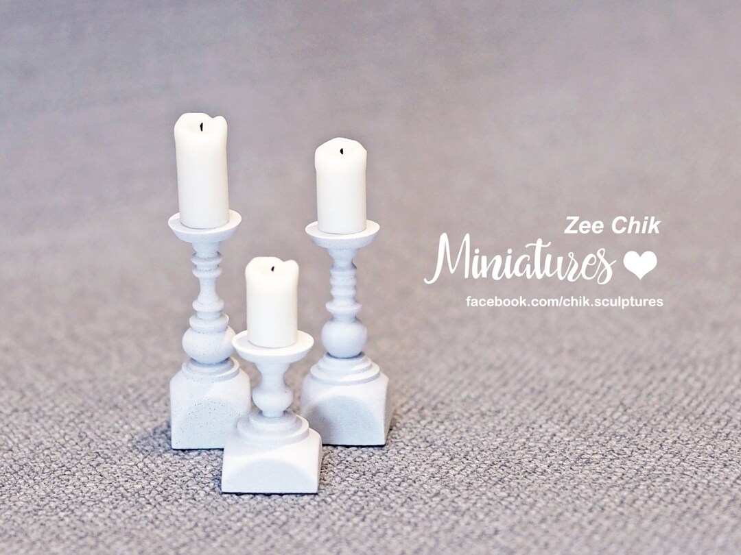 Miniature Candle Holders Set for Piller Candles Scale 112 Doll House