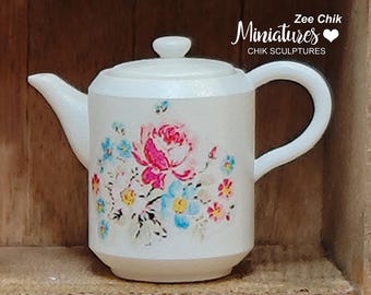 Miniatura alta teiera modello rosa scala 1:12 decorazioni per la casa delle bambole accessori