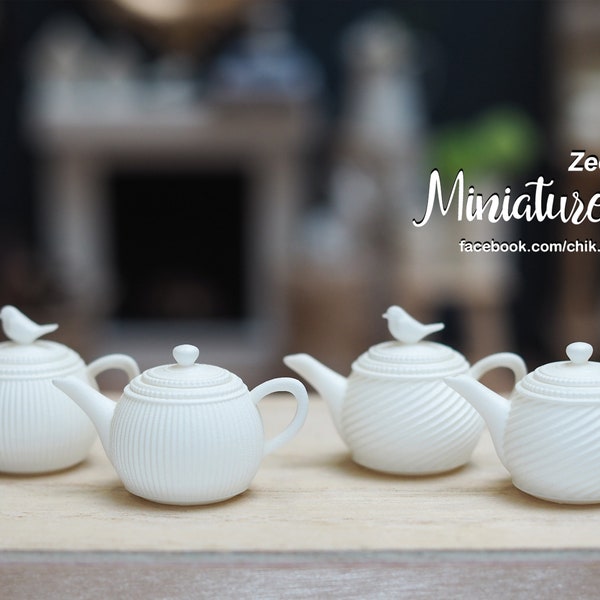 Miniature swirl and ribbed teapot scale 1:12 doll house decorations accessories