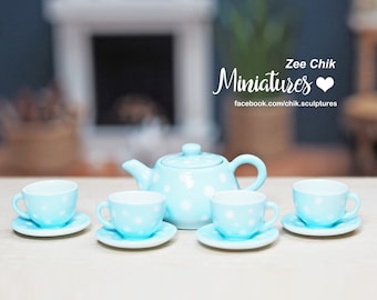Miniature teapot, cup and saucer set scale 1:12 doll house decorations accessories