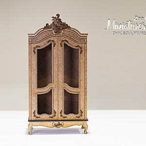 Miniature Wardrobe ( French style 2 ) scale 1:12 dollhouse accessories