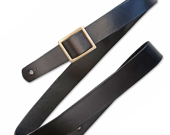 Leather Guitar Strap Essential Handmade Western Rock and Roll Black Strap