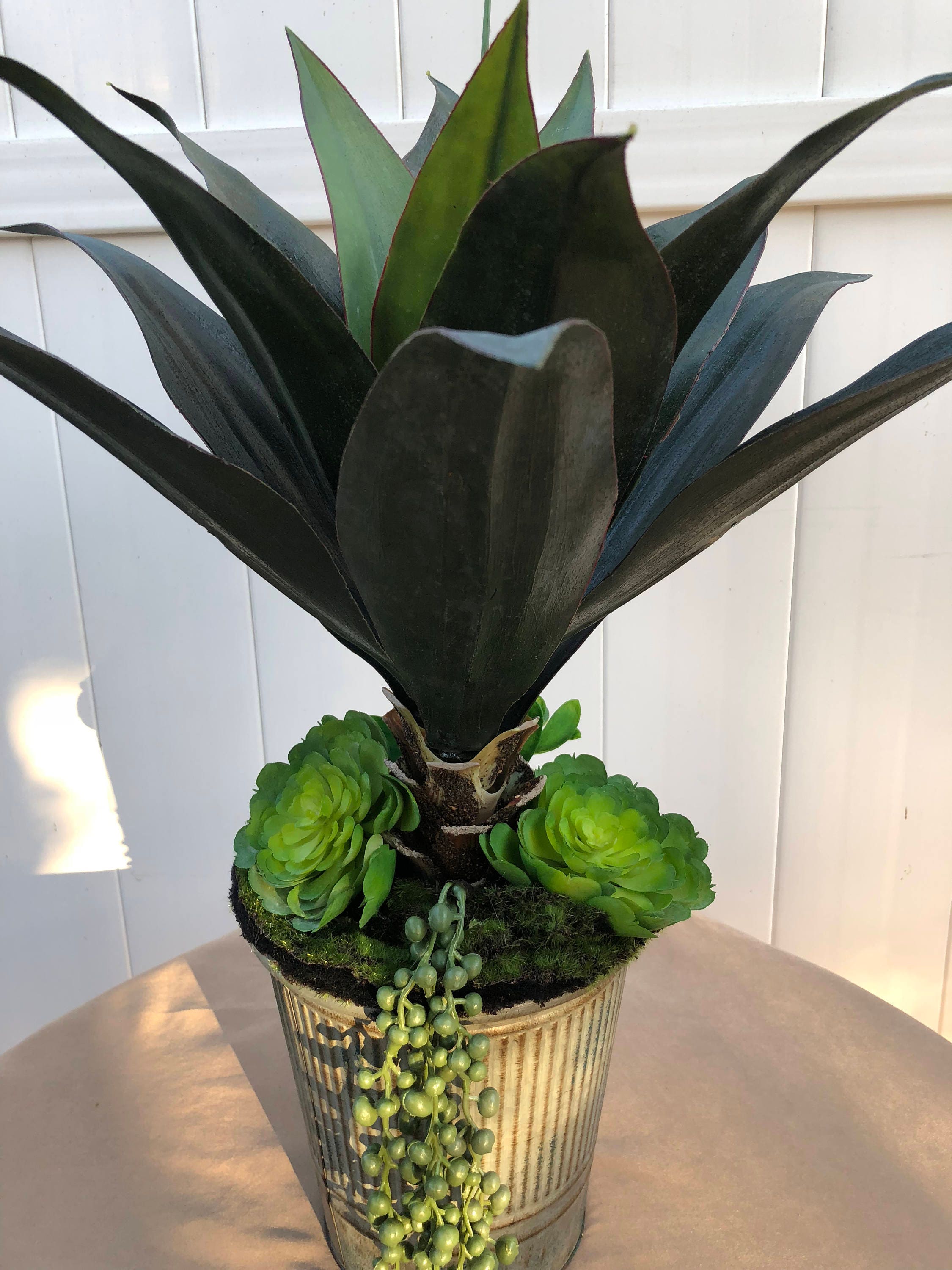 Faux Silk Agave Plant Large Agave Bark Stem Green Agave Plant Etsy