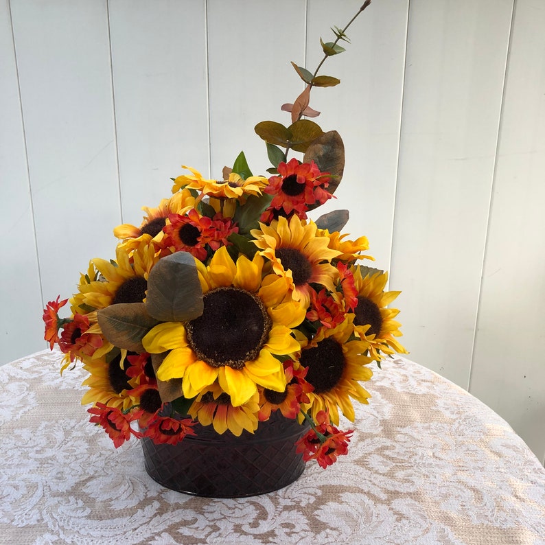Gold Sunflowers With Large Brown Velvet Center Silk Etsy
