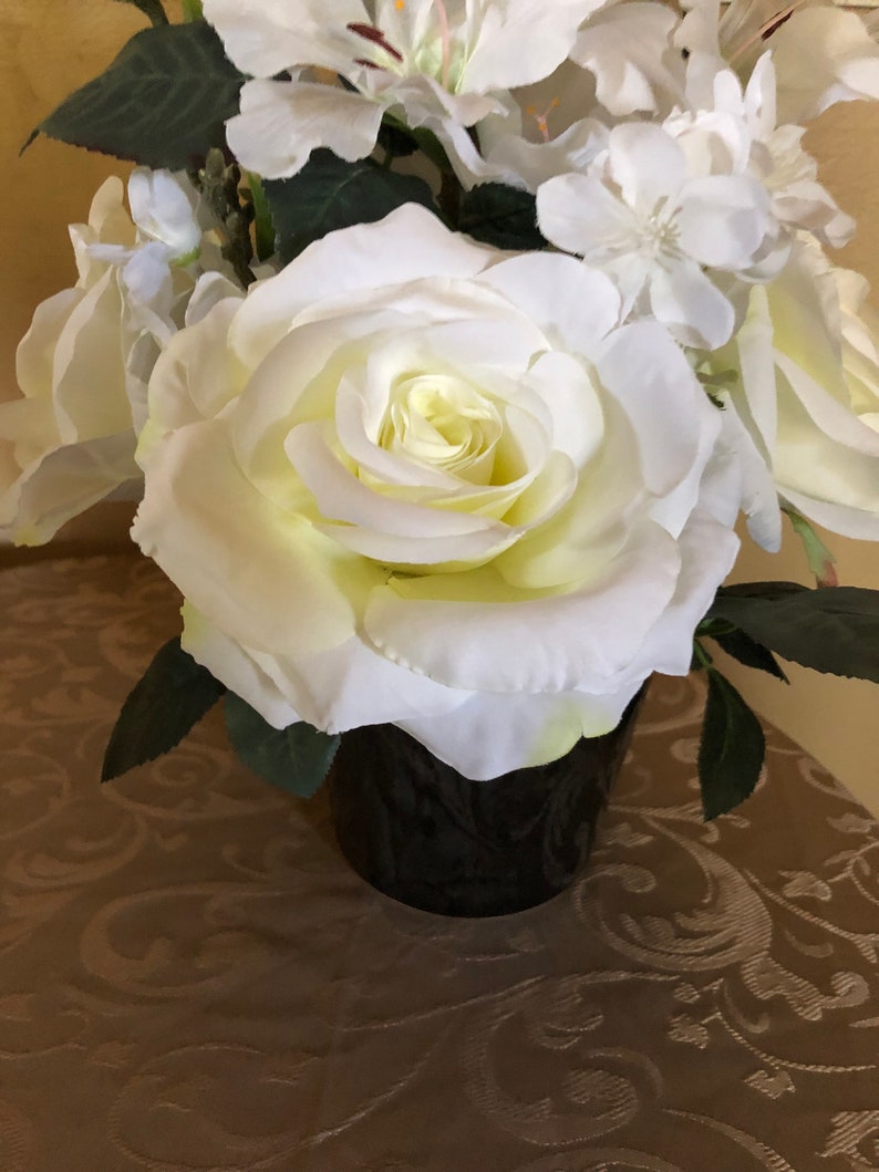 Faux Silk White Roses Artificial White Gladiolus White Flower Etsy