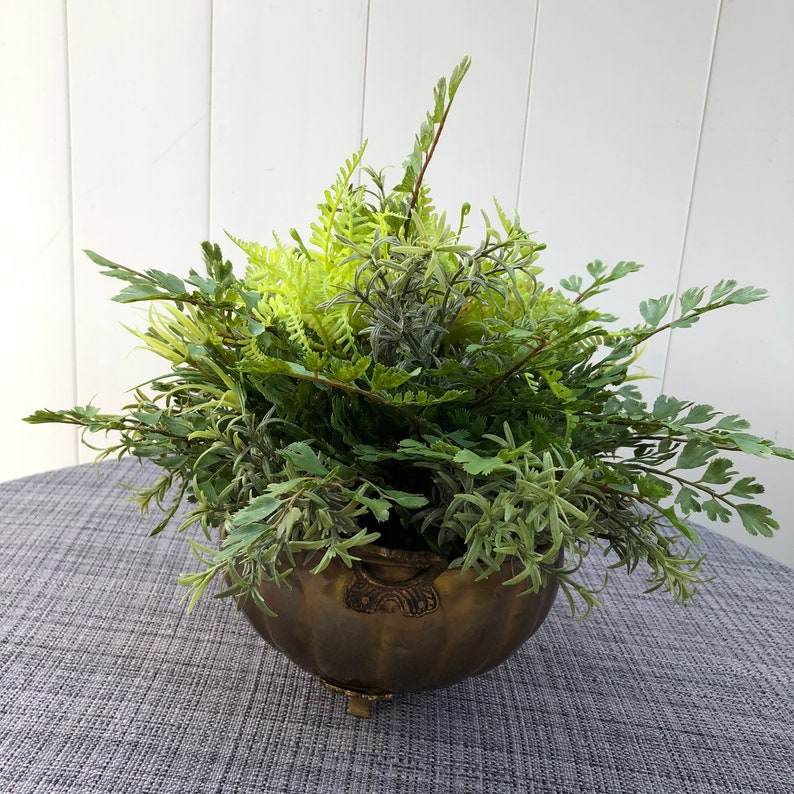 Silk Plant Arrangement Artificial Plant Green Lace Ferns Lime Etsy