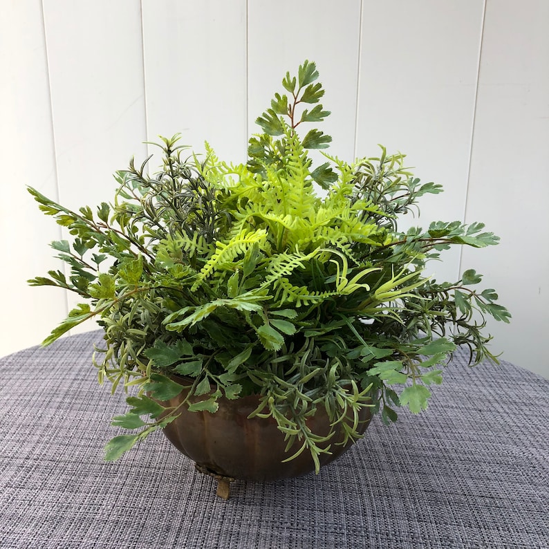 Silk Plant Arrangement Artificial Plant Green Lace Ferns Lime Etsy