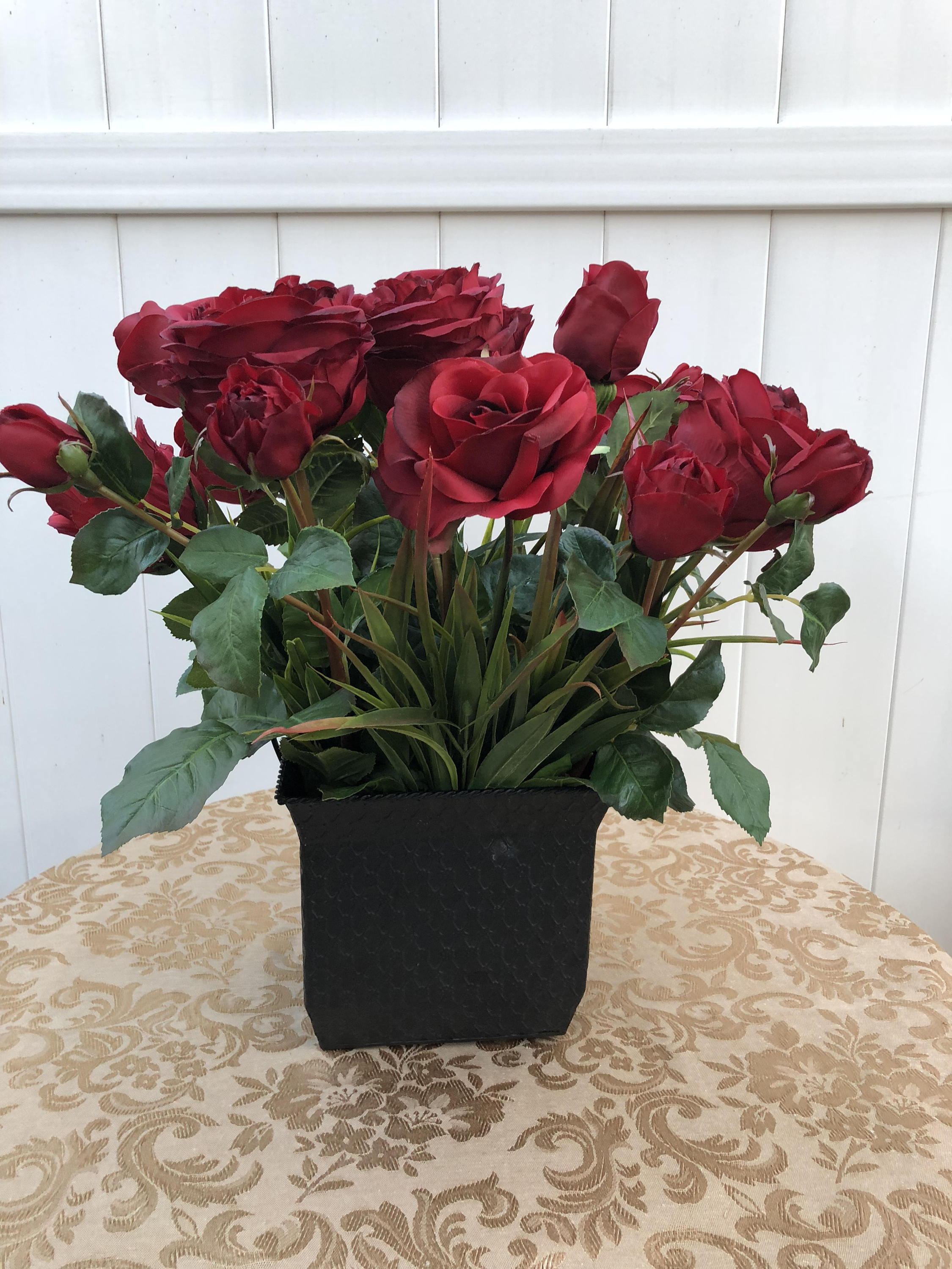 Silk Red Roses Arrangement Valentine Roses English Roses Red Rose Buds