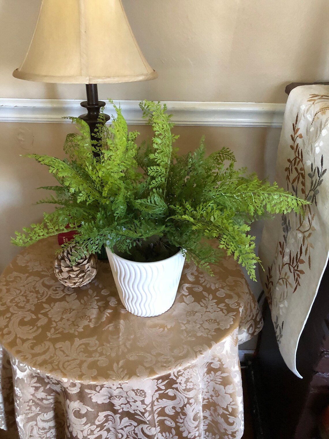 Faux Silk Ferns Potted Plant Maiden Ferns Apple Green Ferns Faux Moss