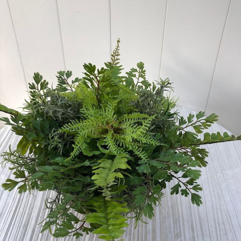 Silk Plant Arrangement Artificial Plant Green Lace Ferns Lime Etsy
