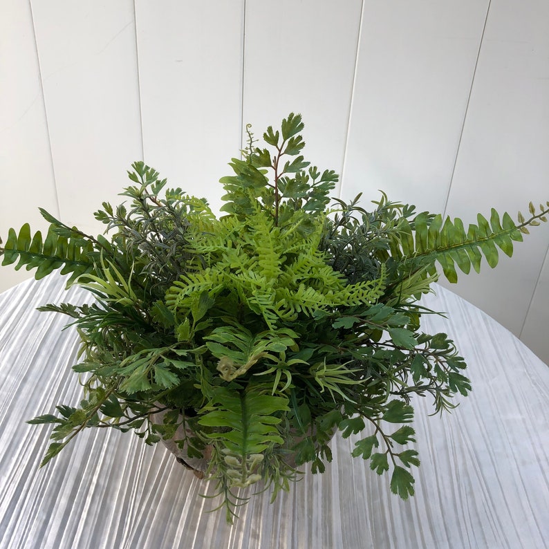 Silk Plant Arrangement Artificial Plant Green Lace Ferns Lime Etsy