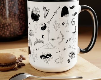 ACOTAR Pattern Design Mug 15oz Large Size, Sarah J Maas A Court of Thorns and Roses merch, ACOTAR gift, Velaris Night Court