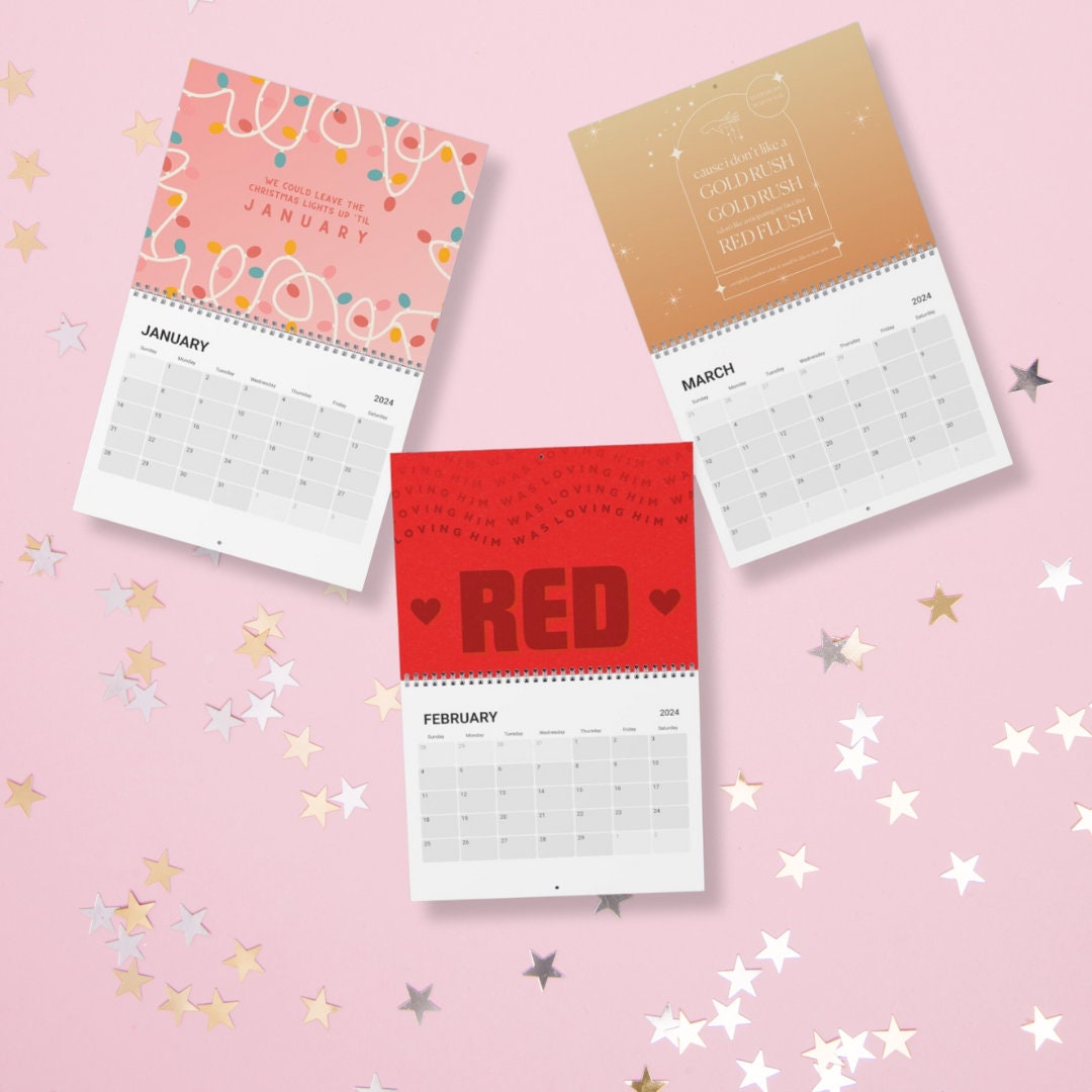 Taylor 2024 Calendar Song Lyrics Eras Tour Unique taylor version Wall ...