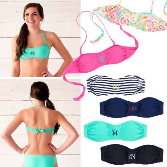 Monogrammed Swimsuit Top Personalized Bandeau Monogrammed 