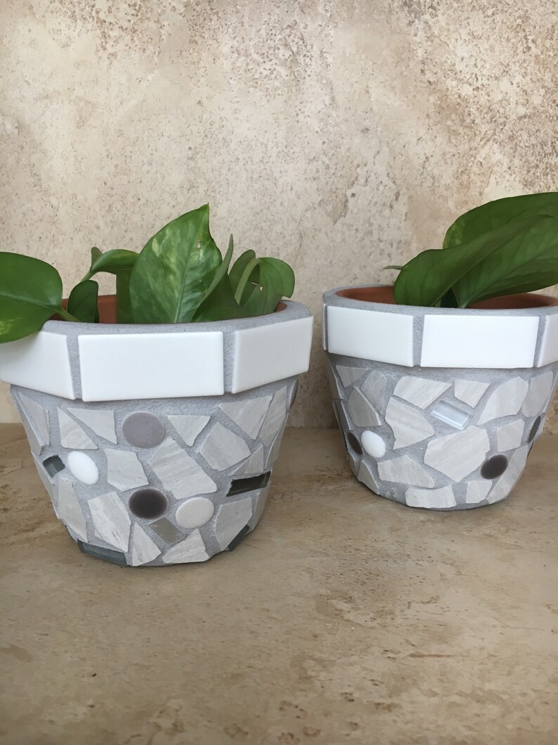 kitchen window plant container Small mosaic flower pots outdoor storage pot handmade patio planter tile /& glass pots succulent planters
