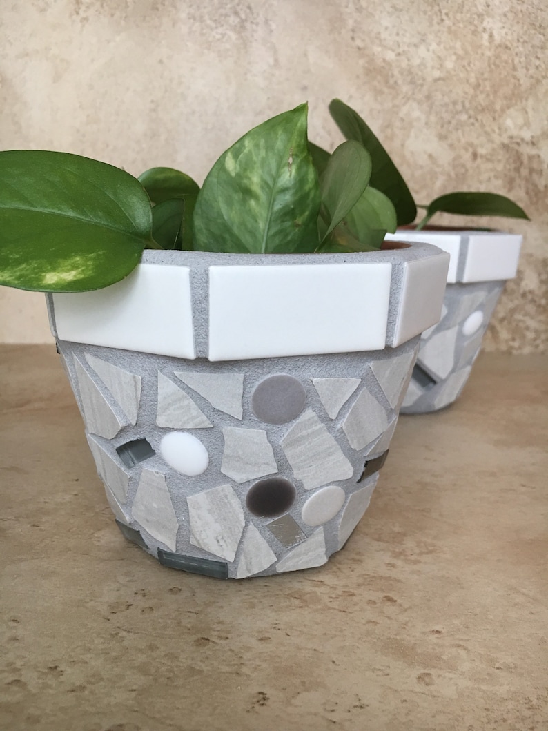 kitchen window plant container Small mosaic flower pots outdoor storage pot handmade patio planter tile /& glass pots succulent planters