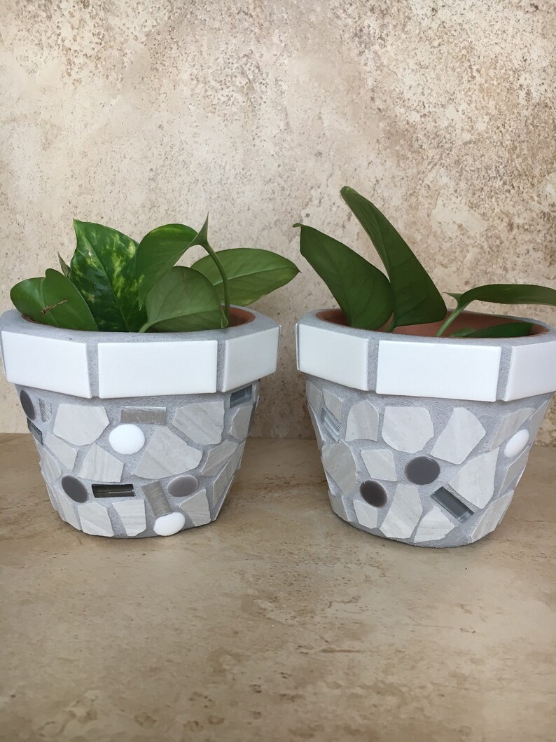 kitchen window plant container Small mosaic flower pots outdoor storage pot handmade patio planter tile /& glass pots succulent planters