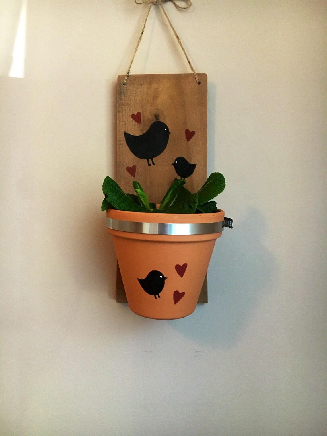 Hanging Planter, Rustic Wood Wall Decor, Indoor Herb Garden, Pallet