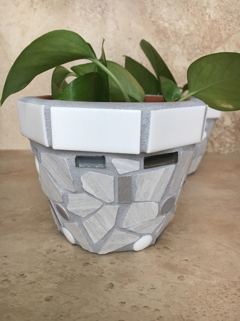 kitchen window plant container Small mosaic flower pots outdoor storage pot handmade patio planter tile /& glass pots succulent planters
