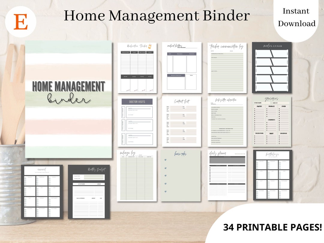 Home Management Binder: 34 Printable Organizer Pages (digital Download ...