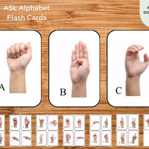 Sign Language Alphabet, 26 Flashcards, ASL Flash Cards, Montessori Material, Homeschool Printables, Toddler Cards