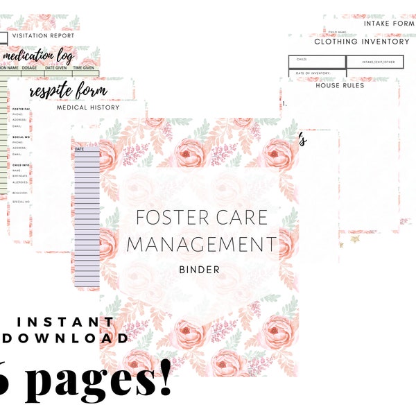 Foster Care Binder / Adoption Organization + Management Binder . 8.5 x 11 in . Printable . DIGITAL DOWNLOAD . Easy to use . Simple .