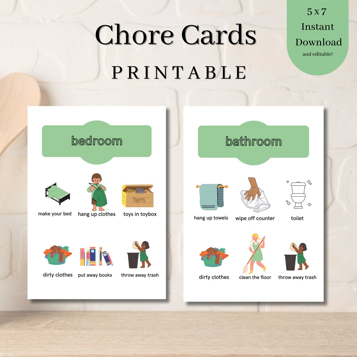 Editable Printable Chore Cards: Fun and Engaging Routine for Kids - Etsy